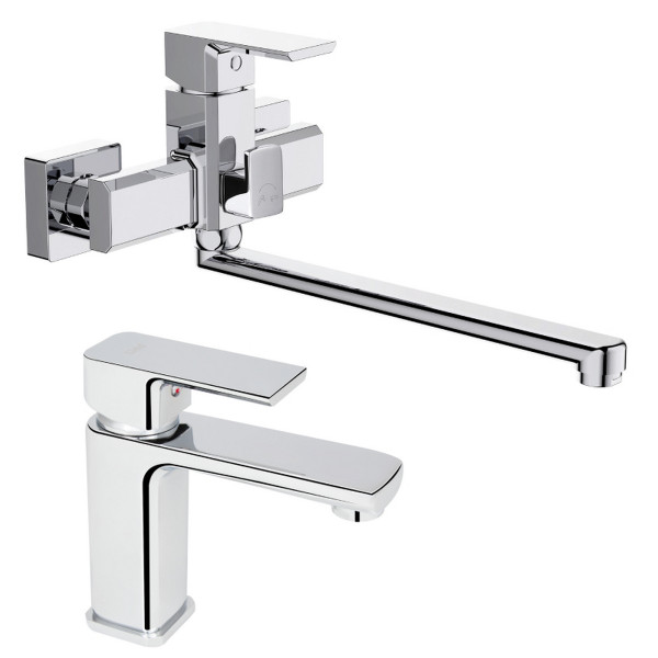 Набор 2 в 1 Смеситель для раковины Lidz Dozorca Chrome + Смеситель для ванны Lidz Dozorca 005 Chrome
