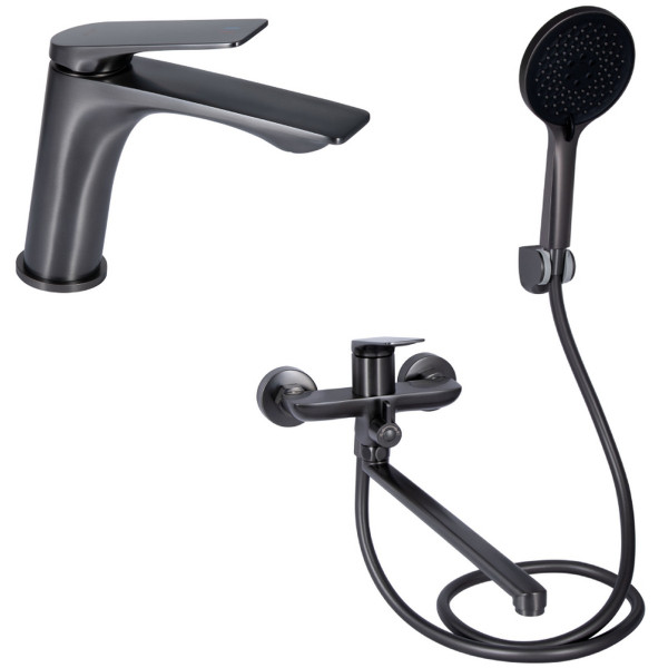 Набор 2 в 1 Qtap Vlasta New QTVLA270GMB45641 Gunmetal Black PVD + Qtap Vlasta New QTVLA260GMB45645 Gunmetal Black PVD