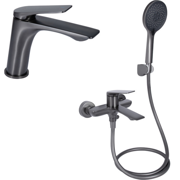 Набор 2 в 1 Qtap Vlasta New QTVLA270GMB45641 Gunmetal Black PVD + Qtap Vlasta New QTVLA259GMB45643 Gunmetal Black PVD