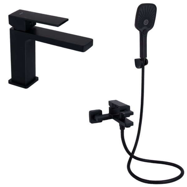 Набор 2 в 1 Qtap Gemini QTGEM270BLM45674 Black Matt + Qtap Gemini QTGEM259BLM45682 Black Matt