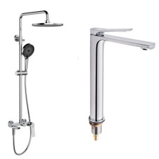 Набор 2 в 1 Qtap Slavonice QTSLV10H42103C Chrome + Qtap Slavonice QTSLA111CRM45909 Chrome