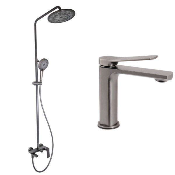 Набор 2 в 1 Qtap Slavonice QTSLA270GMB45924 Gunmetal Black PVD + Qtap Slavonice QTSLA111GMB45910 Gunmetal Black PVD