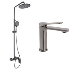 Набор 2 в 1 Qtap Slavonice QTSLA270GMB45924 Gunmetal Black PVD + Qtap Slavonice QTSLA111GMB45905 Gunmetal Black PVD