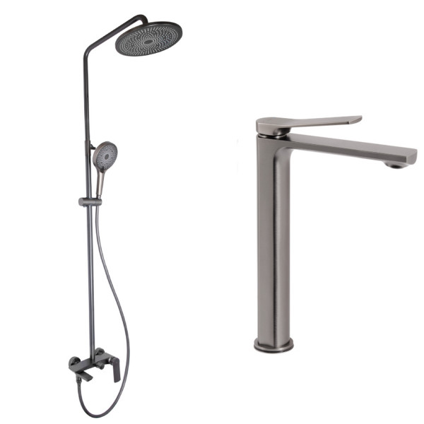Набор 2 в 1 Qtap Slavonice QTSLA269GMB45925 Gunmetal Black PVD + Qtap Slavonice QTSLA111GMB45910 Gunmetal Black PVD