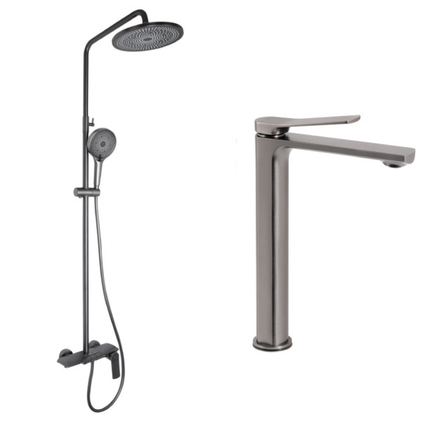 Набор 2 в 1 Qtap Slavonice QTSLA269GMB45925 Gunmetal Black PVD + Qtap Slavonice QTSLA111GMB45905 Gunmetal Black PVD