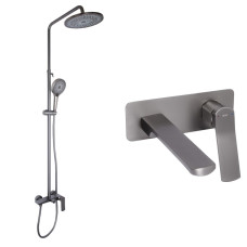 Набір 2 в 1 Qtap Slavonice QTSLA273GMB45920 Gunmetal Black PVD + Qtap Slavonice QTSLA110GMB45913 Gunmetal Black PVD