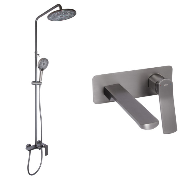 Набор 2 в 1 Qtap Slavonice QTSLA273GMB45920 Gunmetal Black PVD + Qtap Slavonice QTSLA110GMB45913 Gunmetal Black PVD