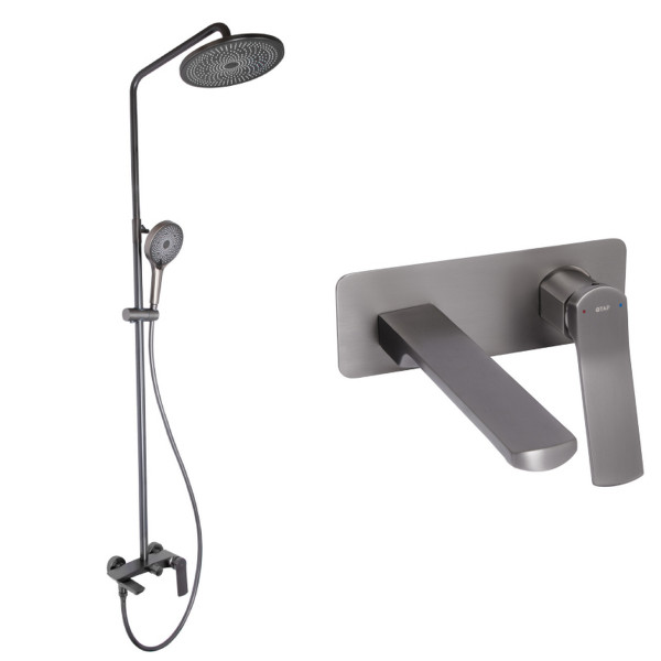 Набір 2 в 1 Qtap Slavonice QTSLA273GMB45920 Gunmetal Black PVD + Qtap Slavonice QTSLA111GMB45910 Gunmetal Black PVD