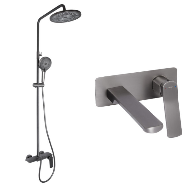 Набір 2 в 1 Qtap Slavonice QTSLA273GMB45920 Gunmetal Black PVD + Qtap Slavonice QTSLA111GMB45905 Gunmetal Black PVD
