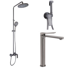 Набор 3 в 1 Qtap Slavonice QTSLA269GMB45925 Gunmetal Black PVD + Qtap Slavonice QTSLA110GMB45913 Gunmetal Black PVD + Qtap Slavonice QTSLA262GMB45916 Gunmetal Black PVD