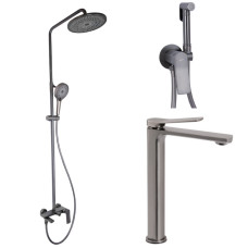 Набор 3 в 1 Qtap Slavonice QTSLA269GMB45925 Gunmetal Black PVD + Qtap Slavonice QTSLA111GMB45910 Gunmetal Black PVD + Qtap Slavonice QTSLA262GMB45916 Gunmetal Black PVD
