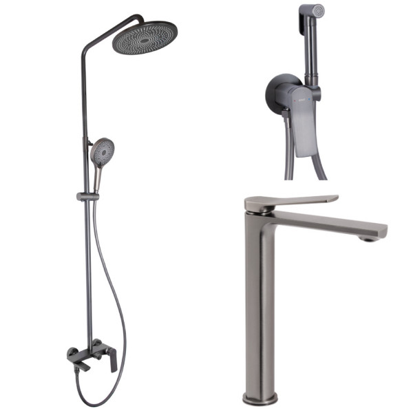 Набор 3 в 1 Qtap Slavonice QTSLA269GMB45925 Gunmetal Black PVD + Qtap Slavonice QTSLA111GMB45910 Gunmetal Black PVD + Qtap Slavonice QTSLA262GMB45916 Gunmetal Black PVD