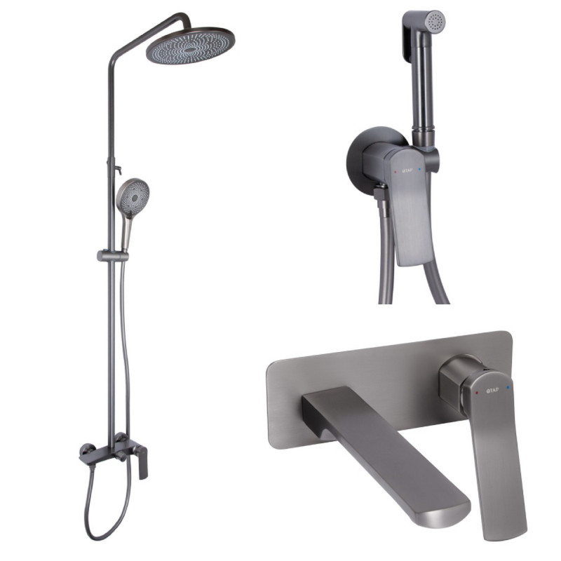 Набір 3 в 1 Qtap Slavonice QTSLA273GMB45920 Gunmetal Black PVD + Qtap Slavonice QTSLA110GMB45913 Gunmetal Black PVD + Qtap Slavonice QTSLA262GMB45916 Gunmetal Black PVD