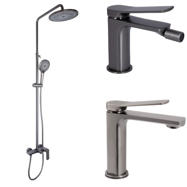 Набор 3 в 1 Qtap Slavonice QTSLA270GMB45924 Gunmetal Black PVD + Qtap Slavonice QTSLA110GMB45913 Gunmetal Black PVD + Qtap Slavonice QTSLA255GMB45923 Gunmetal Black PVD