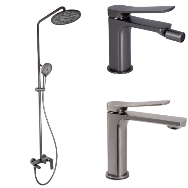 Набор 3 в 1 Qtap Slavonice QTSLA270GMB45924 Gunmetal Black PVD + Qtap Slavonice QTSLA111GMB45910 Gunmetal Black PVD + Qtap Slavonice QTSLA255GMB45923 Gunmetal Black PVD