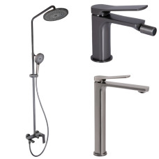 Набор 3 в 1 Qtap Slavonice QTSLA269GMB45925 Gunmetal Black PVD + Qtap Slavonice QTSLA111GMB45910 Gunmetal Black PVD + Qtap Slavonice QTSLA255GMB45923 Gunmetal Black PVD