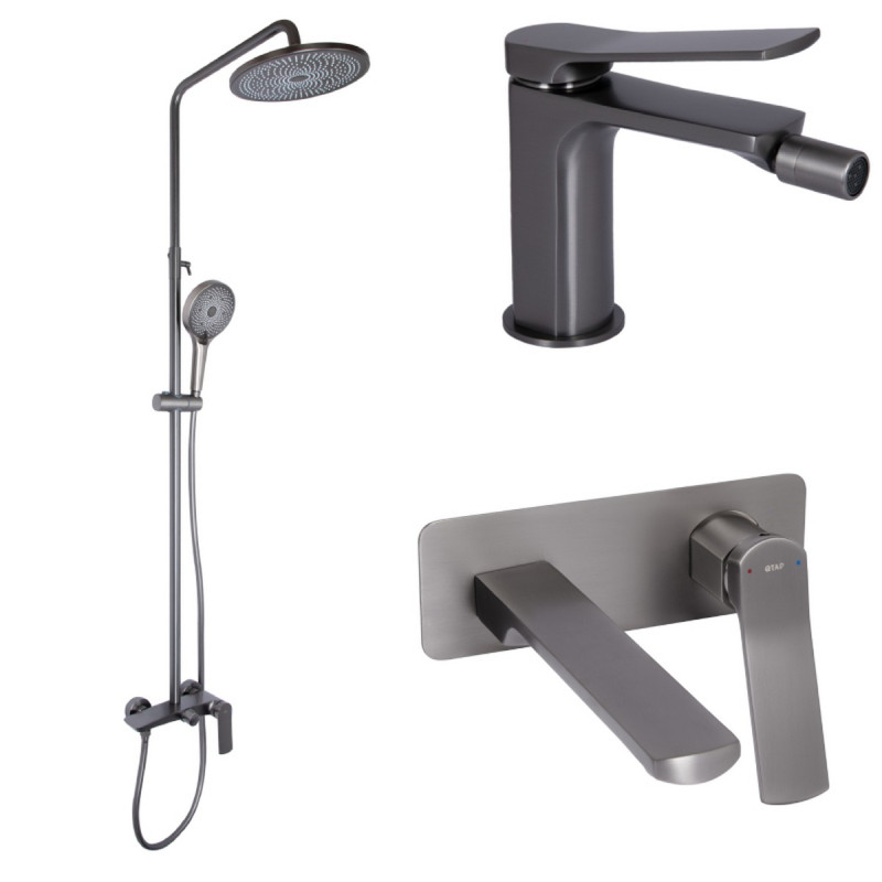 Набор 3 в 1 Qtap Slavonice QTSLA273GMB45920 Gunmetal Black PVD + Qtap Slavonice QTSLA110GMB45913 Gunmetal Black PVD + Qtap Slavonice QTSLA255GMB45923 Gunmetal Black PVD