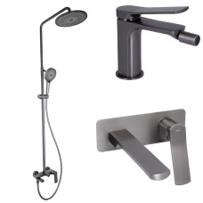 Набор 3 в 1 Qtap Slavonice QTSLA273GMB45920 Gunmetal Black PVD + Qtap Slavonice QTSLA111GMB45910 Gunmetal Black PVD + Qtap Slavonice QTSLA255GMB45923 Gunmetal Black PVD