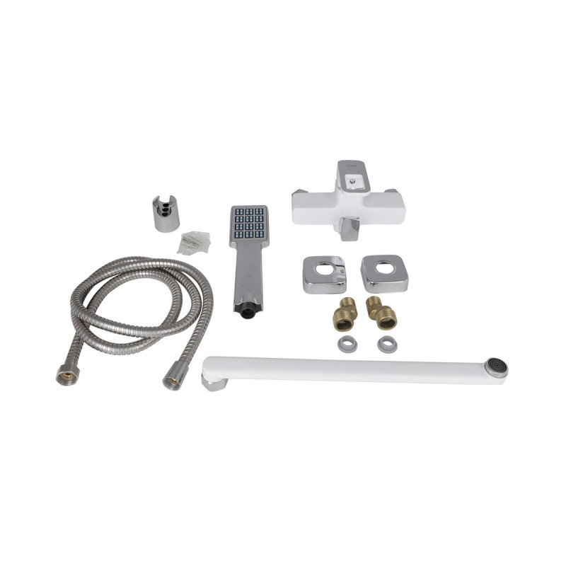 Набір 2 в 1 Змішувач для раковини Lidz Wawel White + Змішувач для ванни Lidz Wawel 005 White
