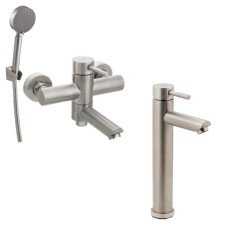 Набор 2 в 1 Смеситель для раковины Lidz Aria 001FH + Смеситель для ванны Lidz Aria 006 Nickel