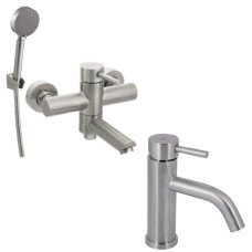 Набор 2 в 1 Смеситель для раковины Lidz Aria 0011F + Смеситель для ванны Lidz Aria 006 Nickel
