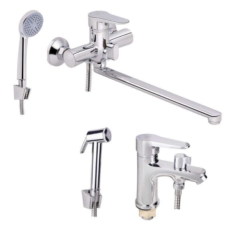 Набор 2 в 1 Смеситель для раковины Lidz Nicole Chrome + Смеситель для ванны Lidz Nicole 005 Chrome