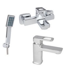 Набір 2 в 1 Змішувач для раковини Lidz Wawel Chrome Змішувач для ванни Lidz Wawel 006 Chrome