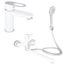 Набір 2 в 1 Змішувач для раковини Lidz Latwa White + Змішувач для ванни Lidz Latwa 005 White