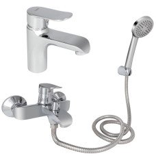 Набір 2 в 1 Змішувач для раковини Lidz Wieza Chrome + Змішувач для ванни Lidz Wieza 006 Chrome