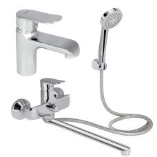 Набір 2 в 1 Змішувач для раковини Lidz Wieza Chrome + Змішувач для ванни Lidz Wieza 005 Chrome