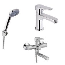 Набір 2 в 1 Змішувач для раковини Lidz Nicole Chrome + Змішувач для ванни Lidz Nicole 006 Chrome