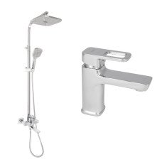 Набір 2 в 1 Змішувач для раковини Lidz Wawel Chrome Душова система Lidz Wawel 1030 Chrome
