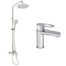 Набір 2 в 1 Змішувач для раковини Lidz Latwa Chrome Душова система Lidz Latwa 1030 Chrome