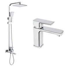 Набор 2 в 1 Смеситель для раковины Lidz Dozorca Chrome + Душевая система Lidz Dozorca 1030 Chrome