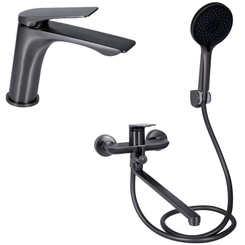 Набор 2 в 1 Qtap Vlasta New QTVLA270GMB45641 Gunmetal Black PVD + Qtap Vlasta New QTVLA260GMB45645 Gunmetal Black PVD