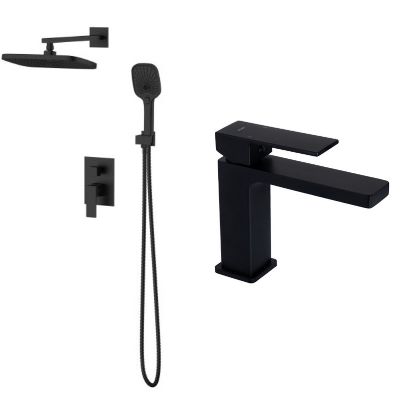 Набір 2 в 1 Qtap Gemini QTGEM270BLM45674 Black Matt + Qtap Gemini QTGEM113BLM45697 Black Matt