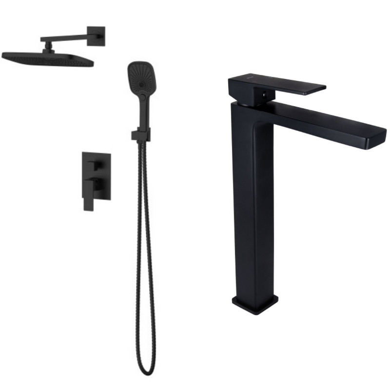Набір 2 в 1 Qtap Gemini QTGEM269BLM45678 Black Matt + Qtap Gemini QTGEM113BLM45697 Black Matt