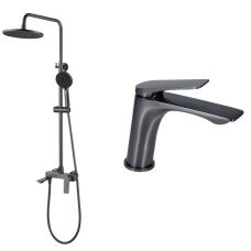 Набор 2 в 1 Qtap Vlasta New QTVLA270GMB45641 Gunmetal Black PVD + Qtap Vlasta New QTVLA111GMB45651 Gunmetal Black PVD