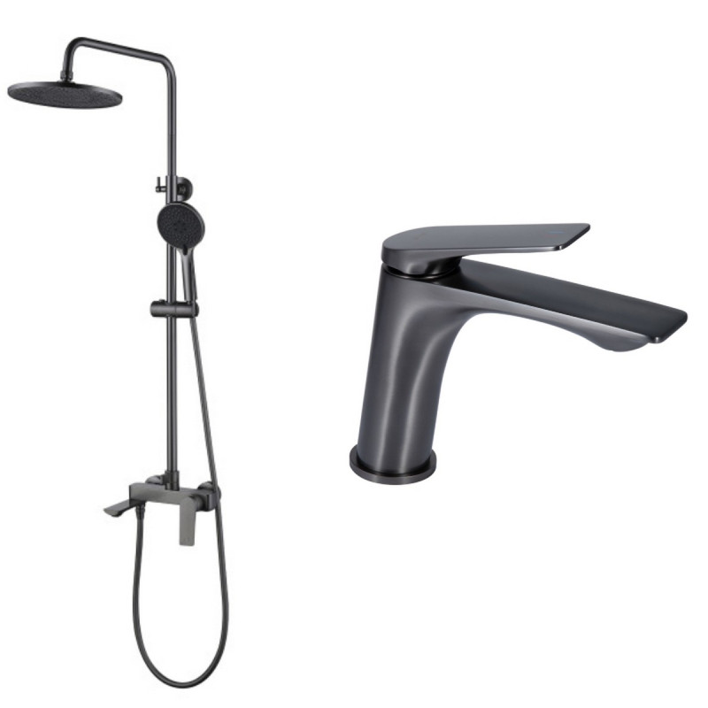 Набор 2 в 1 Qtap Vlasta New QTVLA270GMB45641 Gunmetal Black PVD + Qtap Vlasta New QTVLA111GMB45651 Gunmetal Black PVD