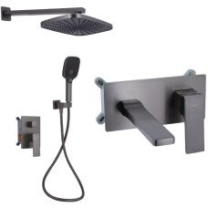 Набір 2 в 1 Qtap Gemini QTGEM273GMB45695 Gunmetal Black PVD + Qtap Gemini QTGEM113GMB45698 Gunmetal Black PVD