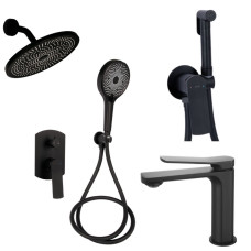Набор 3 в 1 Qtap Slavonice QTSLA1042103B Black Matt + Qtap Slavonice QTSLA113BLM45900 Black Matt + Qtap Slavonice QTSLA262BLM45917 Black Matt