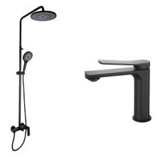 Набір 2 в 1 Qtap Slavonice QTSLA1042103B Black Matt + Qtap Slavonice QTSLA110BLM45914 Black Matt