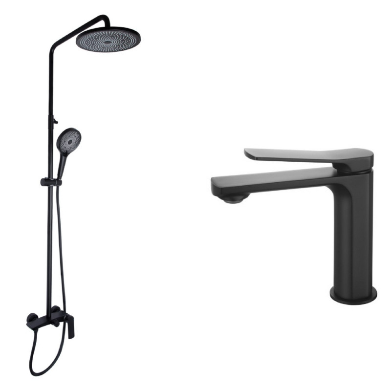 Набор 2 в 1 Qtap Slavonice QTSLA1042103B Black Matt + Qtap Slavonice QTSLA110BLM45914 Black Matt