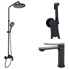Набір 3 в 1 Qtap Slavonice QTSLA1042103B Black Matt + Qtap Slavonice QTSLA110BLM45914 Black Matt + Qtap Slavonice QTSLA262BLM45917 Black Matt