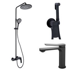 Набір 3 в 1 Qtap Slavonice QTSLA1042103B Black Matt + Qtap Slavonice QTSLA111BLM45906 Black Matt + Qtap Slavonice QTSLA262BLM45917 Black Matt