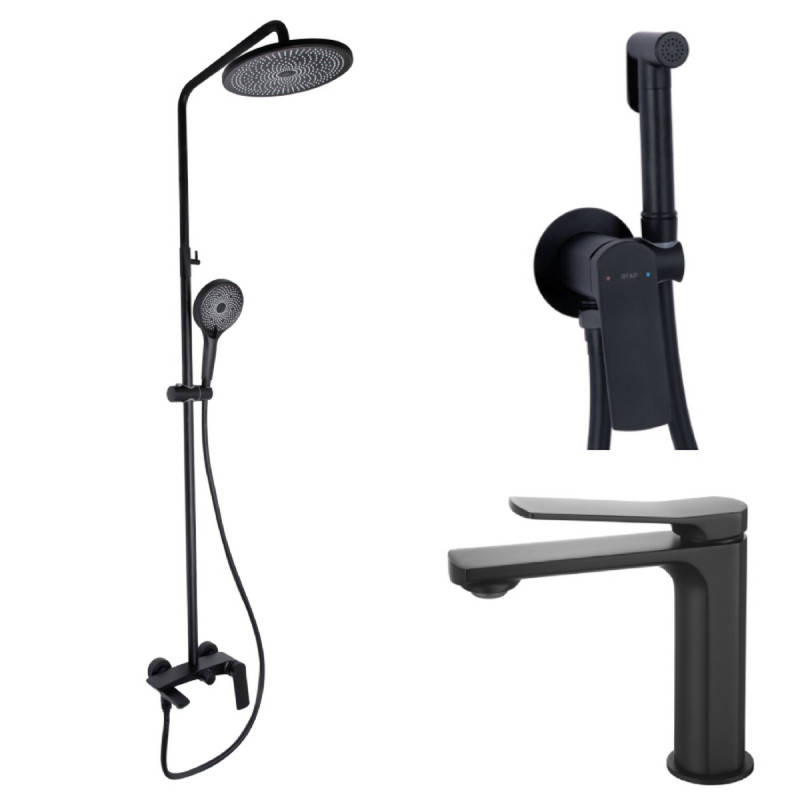 Набір 3 в 1 Qtap Slavonice QTSLA1042103B Black Matt + Qtap Slavonice QTSLA111BLM45911 Black Matt + Qtap Slavonice QTSLA262BLM45917 Black Matt