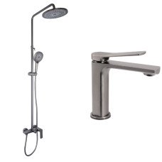 Набір 2 в 1 Qtap Slavonice QTSLA270GMB45924 Gunmetal Black PVD + Qtap Slavonice QTSLA110GMB45913 Gunmetal Black PVD