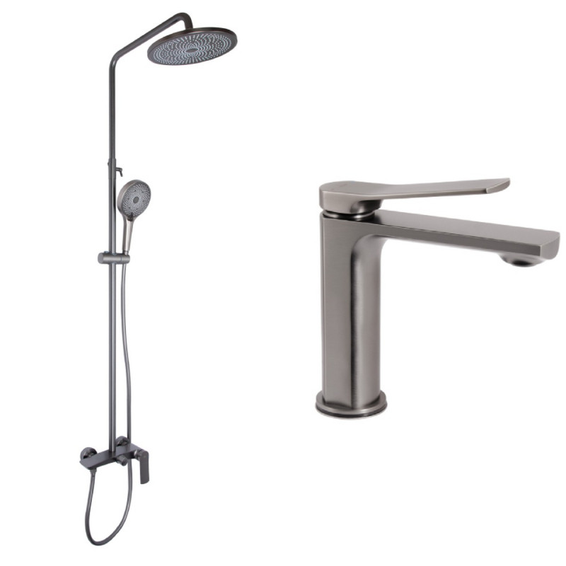 Набір 2 в 1 Qtap Slavonice QTSLA270GMB45924 Gunmetal Black PVD + Qtap Slavonice QTSLA110GMB45913 Gunmetal Black PVD