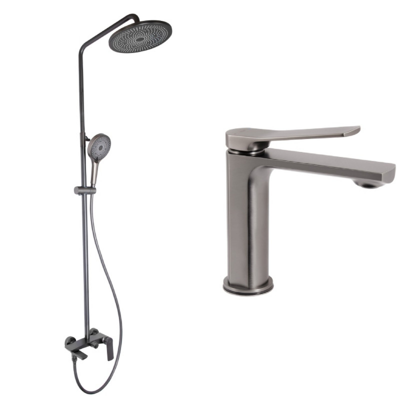 Набор 2 в 1 Qtap Slavonice QTSLA270GMB45924 Gunmetal Black PVD + Qtap Slavonice QTSLA111GMB45910 Gunmetal Black PVD