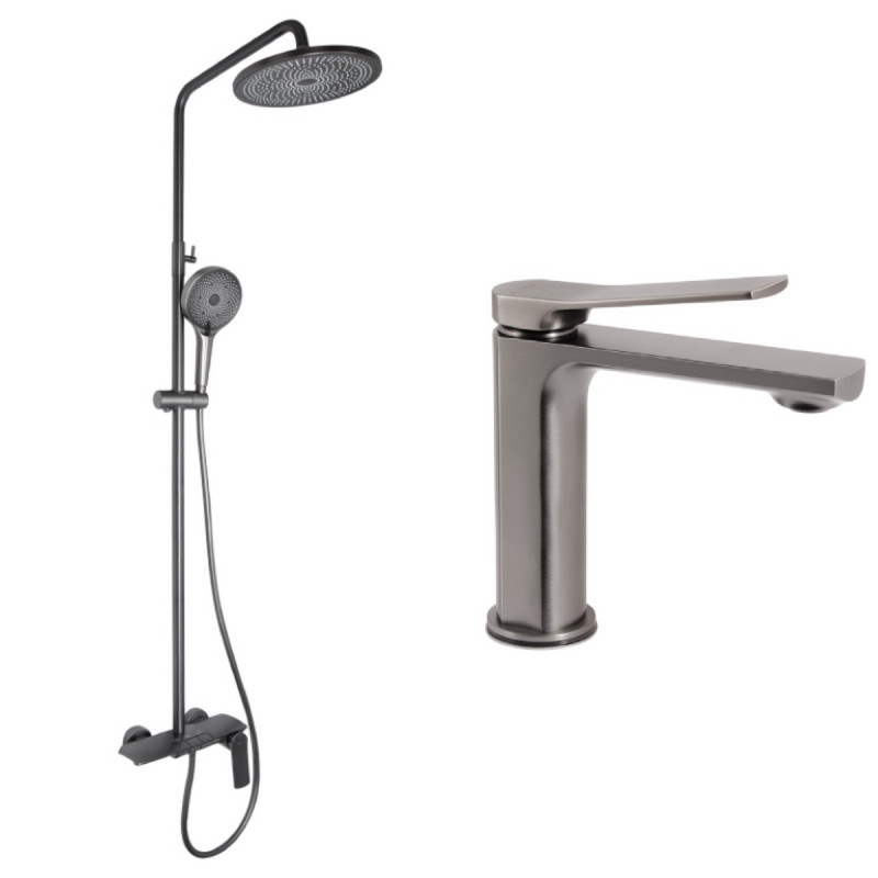 Набор 2 в 1 Qtap Slavonice QTSLA270GMB45924 Gunmetal Black PVD + Qtap Slavonice QTSLA111GMB45905 Gunmetal Black PVD